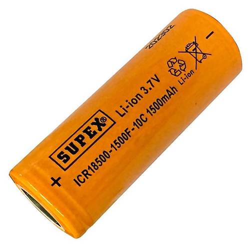 Supex ICR18500 3.7V 1500mAh Li-ion �arjl� Pil 10C De�arj Ak�m� (Ba�s�z)