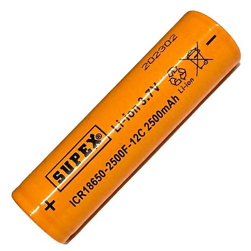 Supex ICR18650 3.7V 2500mAh Li-ion �arjl� Pil 12C De�arj Ak�m� (Ba�s�z)