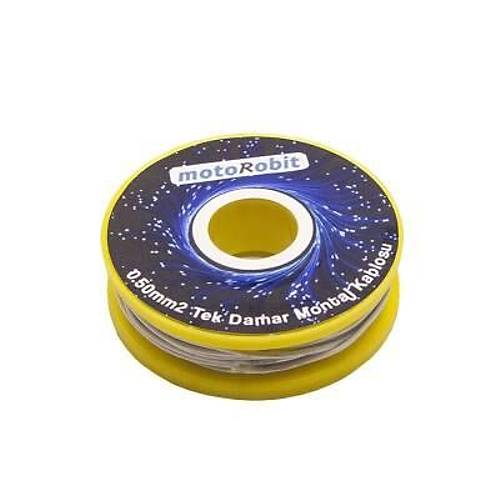 0.50 mm2 Beyaz Tek Damar Montaj Kablosu - 10 Metre