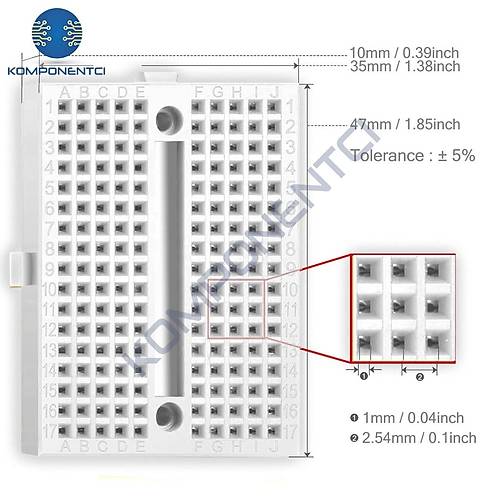 Mini Breadboard Yapkanl 170 Pin Beyaz