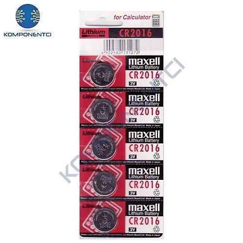 Maxell CR2016 3V Lityum Pil 5'li Paket