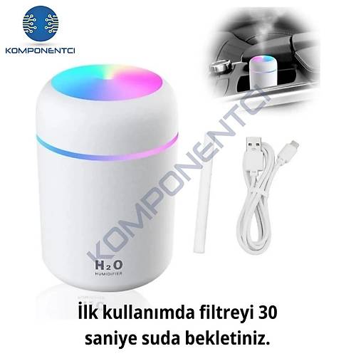 Divex�Renkli Led I��kl� Hava Nemlendirici USB Colorful Humidifier Beyaz H-17