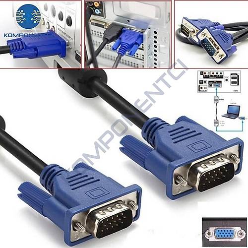VGA Kablo LCD Monitr ve Projeksiyon Kablosu 1.5m