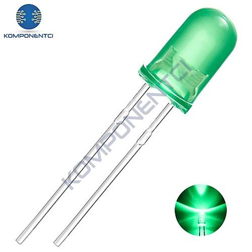 5mm Led Yeil Diyot Diffused 1 Adet