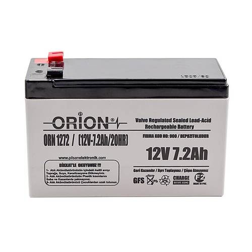 Orion 12V 7.2Ah Bak�ms�z Kuru Ak� - T2 Kal�n Soket