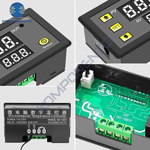W3230 12V DC R�le ��k��l� Dijital Termostat S�cakl�k Kontrol Cihaz�