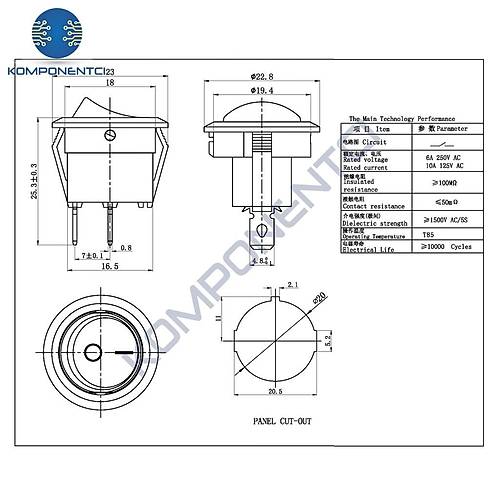 IC-133B Gri Yuvarlak Anahtar Iksz On-Off 2P