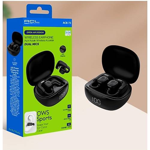 ACB-73 LED G�stergeli �ift Mikrofonlu A��k Kulak Kablosuz Bluetooth Kulakl�k