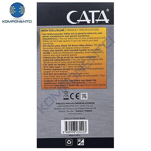 Cata CT-4050 Gece G�r��l� Full HD-1080p 360� Ak�ll� IP Kamera