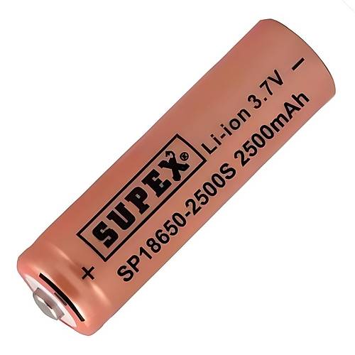 Supex 18650 3.7V 2500mAh Li-ion �arjl� Pil (Ba�l�)