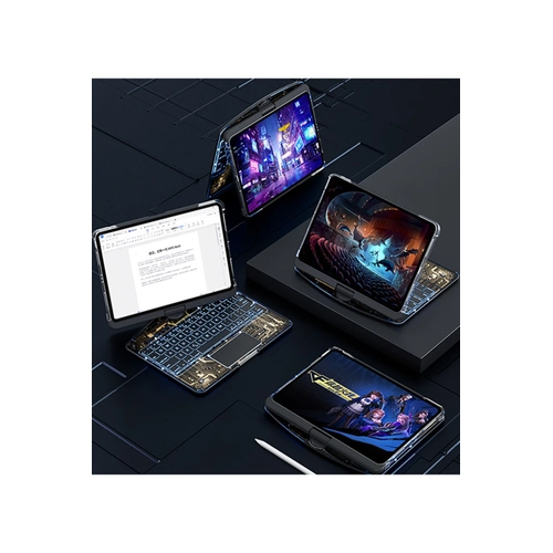 Newface JP12.9 iPad Pro 12.9 (2022) K�l�f Vales D�nen Ledli Klavyeli Tablet K�l�f� - Siyah