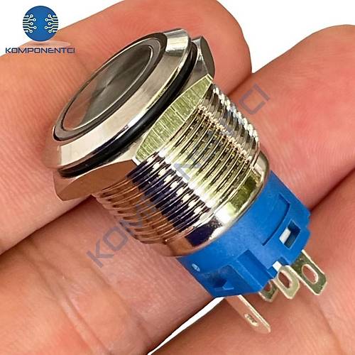 E1 19mm Metal Buton Kal�c�l� 12-24V K�rm�z� Led I��kl� 1NO/1NC