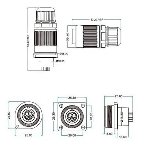 YW-16-C09PE-03-001 9-Pin Su Ge�irmez Konnekt�r - Erkek