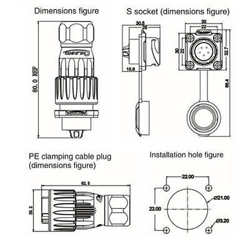 DH-20-C05PE-03-001 5-Pin Su Ge�irmez Konnekt�r - Erkek