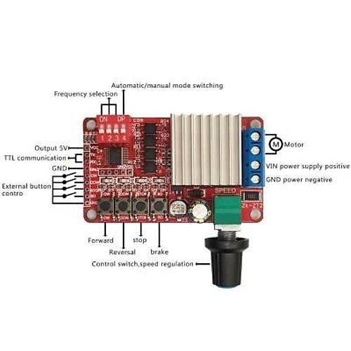 H�z ve Y�n Kontrol 5A Dc Motor S�r�c� 5-26V