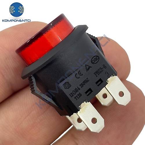 IC-180N Buton Plastik 22mm 12V 4P K�rm�z�