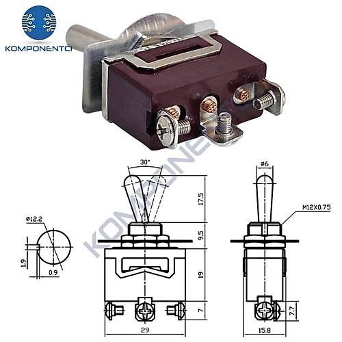 IC-153 Byk Boy Toggle Switch Vidal 3P 12mm On-Off-On