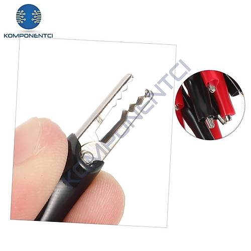 IC-247A-2 Krokodil Kablo Set 2 Adet (K�rm�z� - Siyah)