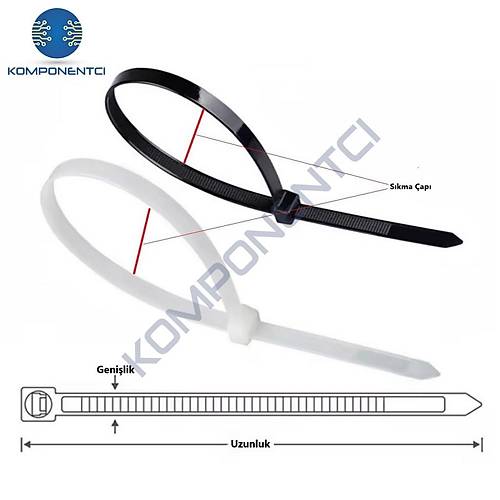 TCT-100 M 100x2.5 26 Siyah Standart Kablo Ba (100 Adet)