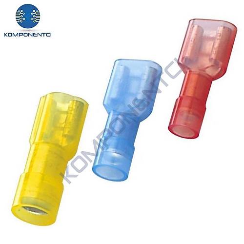 PFD - 2638 1.5-2.5mm2 Tam �zoleli Polyamid Di�i Faston Kablo Ucu Mavi - 100 Adet