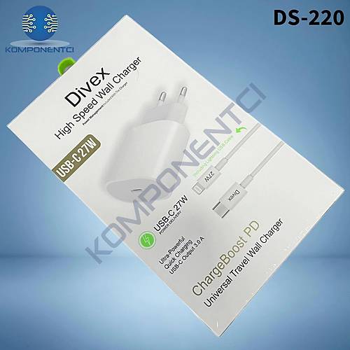 Divex Type-C Lightning USB 3.0A 27W arj Cihaz Apple Uyumlu DS-220