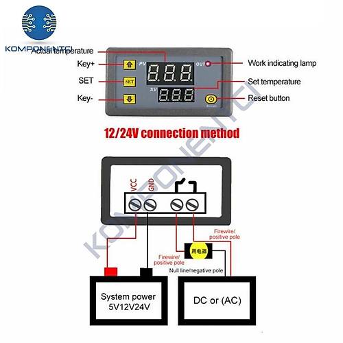 W3230 12V DC R�le ��k��l� Dijital Termostat S�cakl�k Kontrol Cihaz�