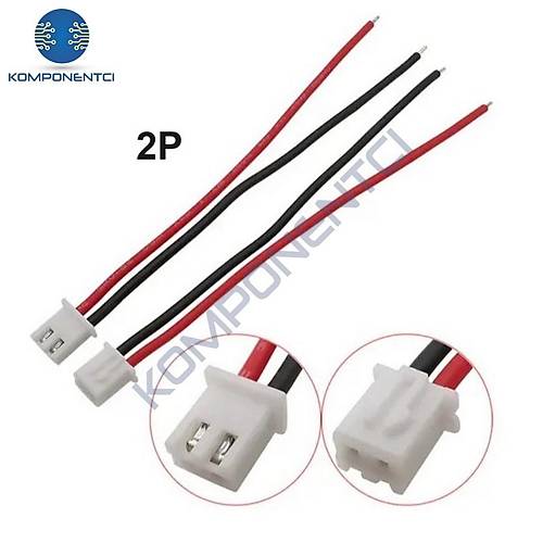 JST-XH 2.54mm 2 Pin 26AWG 20cm Tek Damarl Dii Balant Kablosu