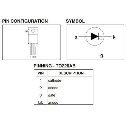 BT152 - TO220 20A 500V Trist�r