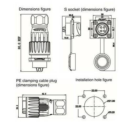 DH-20-C04PE-03-001 4-Pin Su Ge�irmez Konnekt�r - Erkek