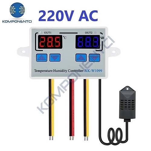 XK-W1099 220V S�cakl�k ve Nem �l�er Ekranl� Termostat - R�le Mod�l�