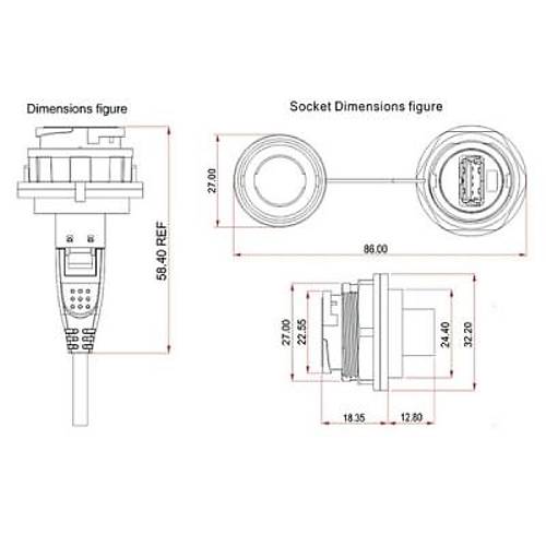 YU-USB2-FS-MP-1M-001A Su Ge�irmez Di�i-Erkek USB Konnekt�r - 1M Kablo