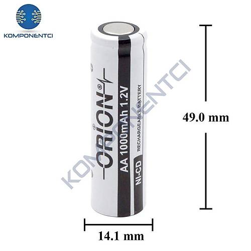 Orion 1.2V Ni-Cd AA 1000mAh �arj Edilebilir Kalem Pil