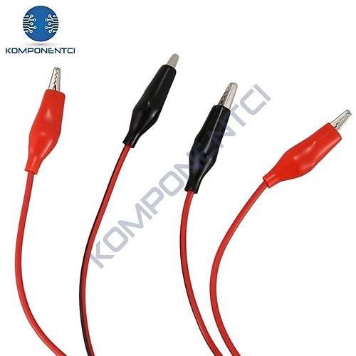 IC-247A-2 Krokodil Kablo Set 2 Adet (K�rm�z� - Siyah)