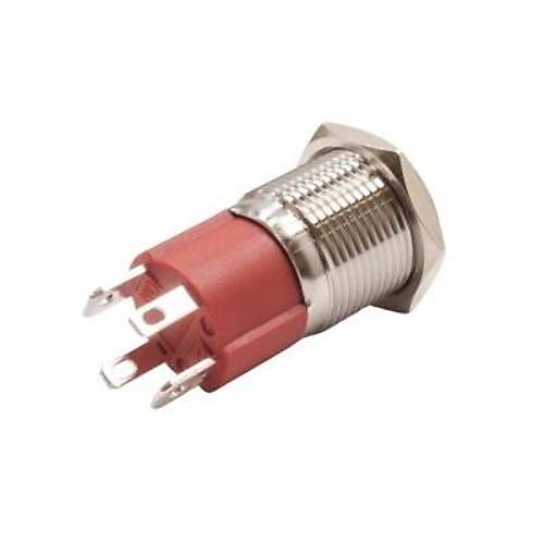 WD16D-G1-E 16mm ��k�k Yayl� I��kl� Metal Buton - K�rm�z�