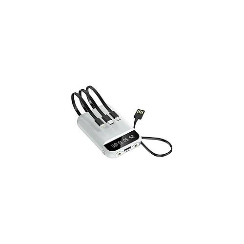 PW-97 2.4A LCD'li 1xUSB-A Dahili Mikro Type-C Lightning 10.000mAh Powerbank