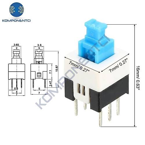IC-197 6 Pinli Bacakl Yayl Push Buton 7x7mm