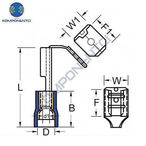 TFDEG - 2862 1.5-2.5mm2 Erkek / Dii Geri Dnl Faston Tip Kablo Ucu Mavi- 100 Adet