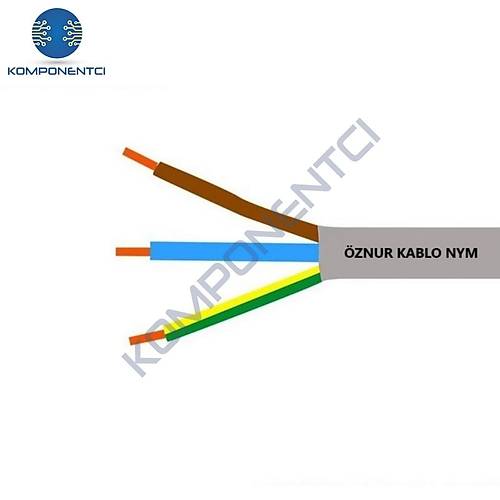 �znur Kablo 3x1,5 mm NYM (Antigron) Gri 1mt