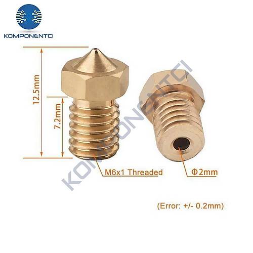 3D Yaz�c�-Printer M6 1.75mm / 0.6mm V5-V6 Pirin� Nozzle