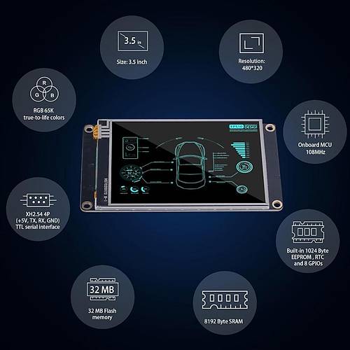 3.5 Inch Nextion 32MB Dahili Hafza NX4832K035