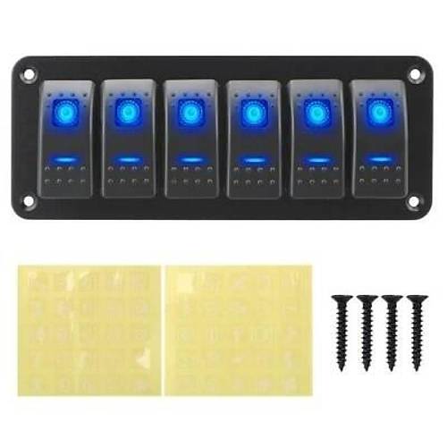 6'l� ON-OFF Mavi I��kl� Anahtar Switch Panel 12V-24V