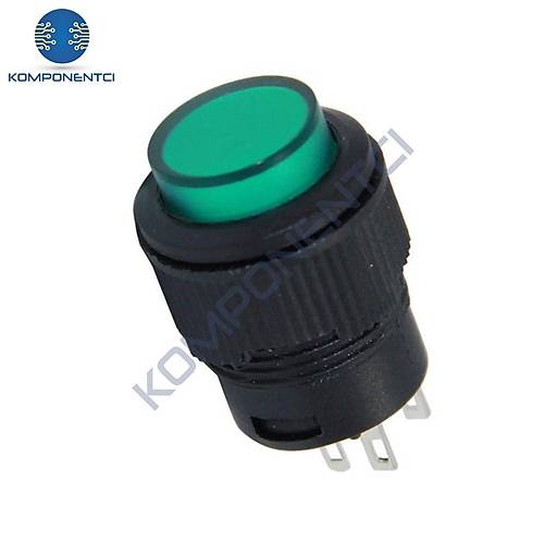 IC-180B 16mm I��kl� Buton Yayl� Ye�il