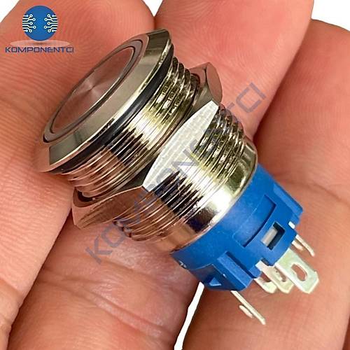 E1 19mm Metal Buton Kal�c�l� 12-24V K�rm�z� Led I��kl� 1NO/1NC