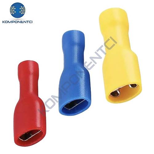 Tam �zoleli Di�i Faston Tip Kablo Ucu GFFD-1288 0.50-1.50mm K�rm�z� 200 Adet