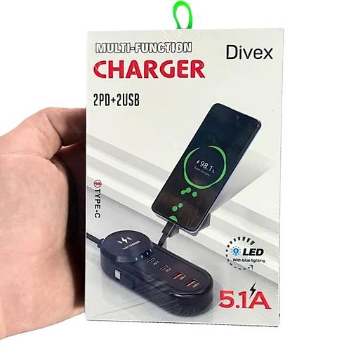Divex�2PD+2USB USB Type-C Kablolu �o�alt�c� Priz DF-32