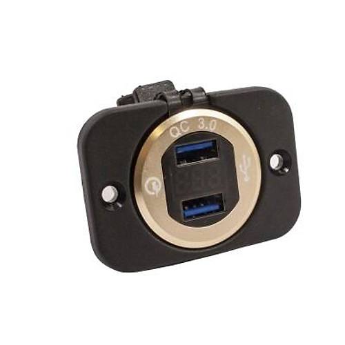 2'li QC3.0 USB �arj Soket Paneli - Voltaj G�stergeli