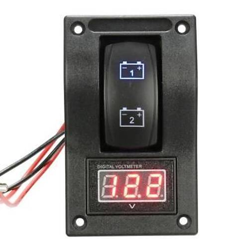 12-24V Ekranl� �ift Ak� G�stergesi ON-OFF-ON Anahtar Voltmetre