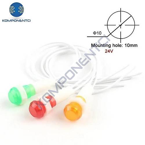 IC-227 10mm Sinyal Lambas� Plastik Kablolu 24V Ye�il