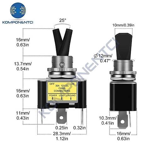 IC-151B Toggle Switch 12V 30A On-Off I��kl� ASW-07D-2