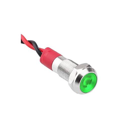 06L-P1 Metal Sinyal Lambas� 6mm 12-24V Kablolu Ye�il